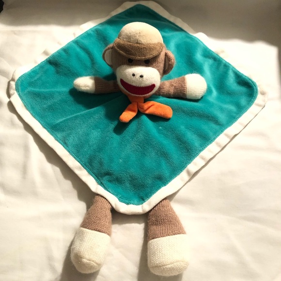 Baby Starters Sock Monkey Rattle Lovey Baby Blankie Security Blanket - Picture 1 of 5